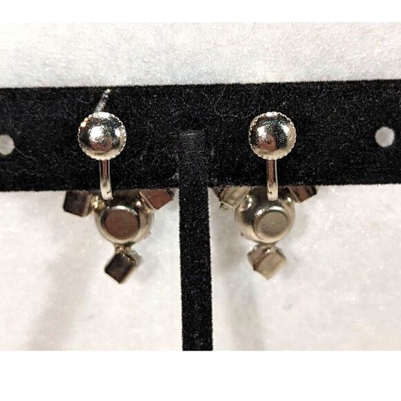 Vintage Rhinestone Drop Screw Back Earrings - Picture 6 of 8